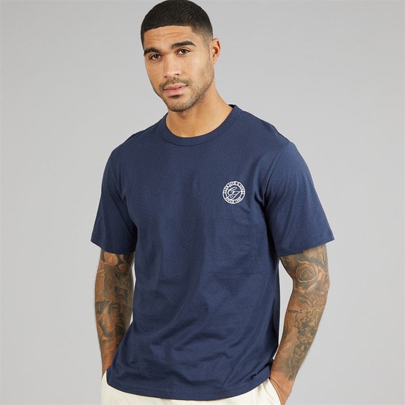 JACK & JONES Mens Alliance Crew Neck T-Shirt Navy Blazer - Image 1