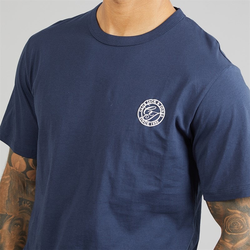 JACK & JONES Mens Alliance Crew Neck T-Shirt Navy Blazer - Image 3