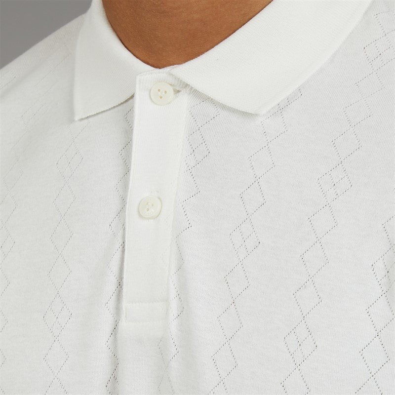 JACK & JONES Mens Blaroman Polo Shirt Cloud Dancer - Image 3
