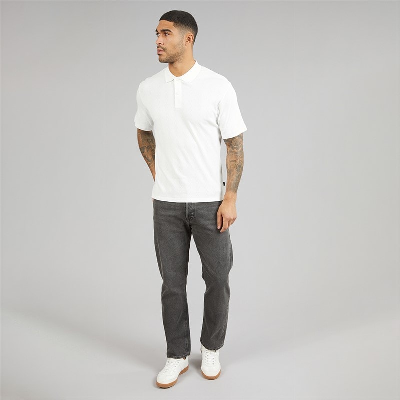 JACK & JONES Mens Blaroman Polo Shirt Cloud Dancer - Image 4