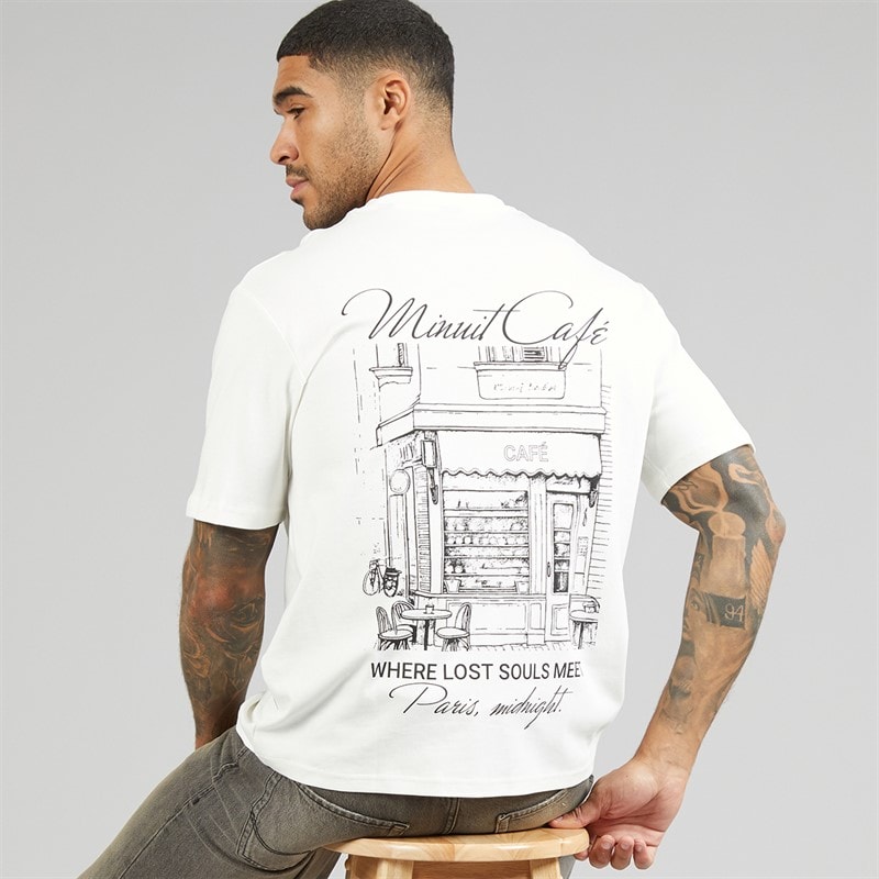 JACK & JONES Mens Blaandrew T-Shirt Cloud Dancer - Image 1