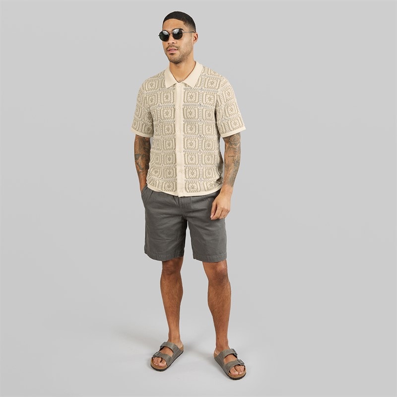 JACK & JONES Mens Colin Knit Crochet Polo Shirt Sea Salt - Image 4