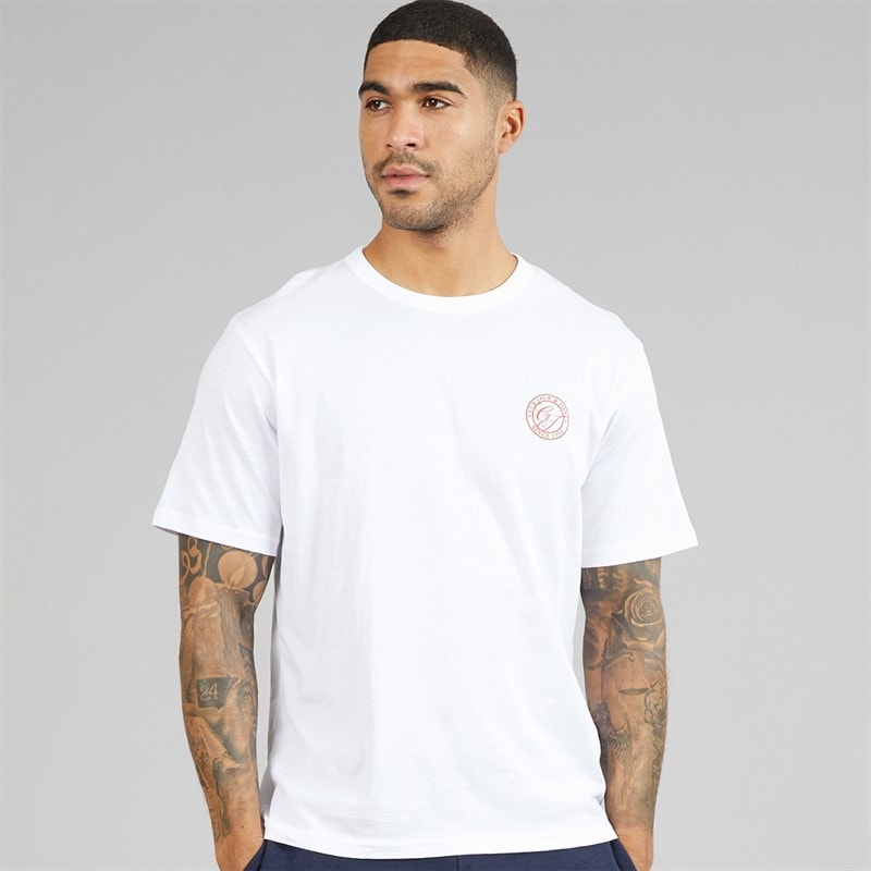 JACK & JONES Mens Alliance Crew Neck T-Shirt Bright White - Image 1