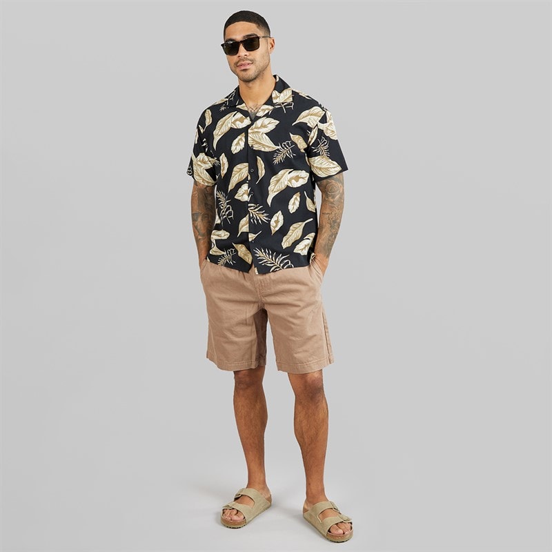 JACK & JONES Mens Bladrew Print Resort Short Sleeve Shirt Black - Image 3