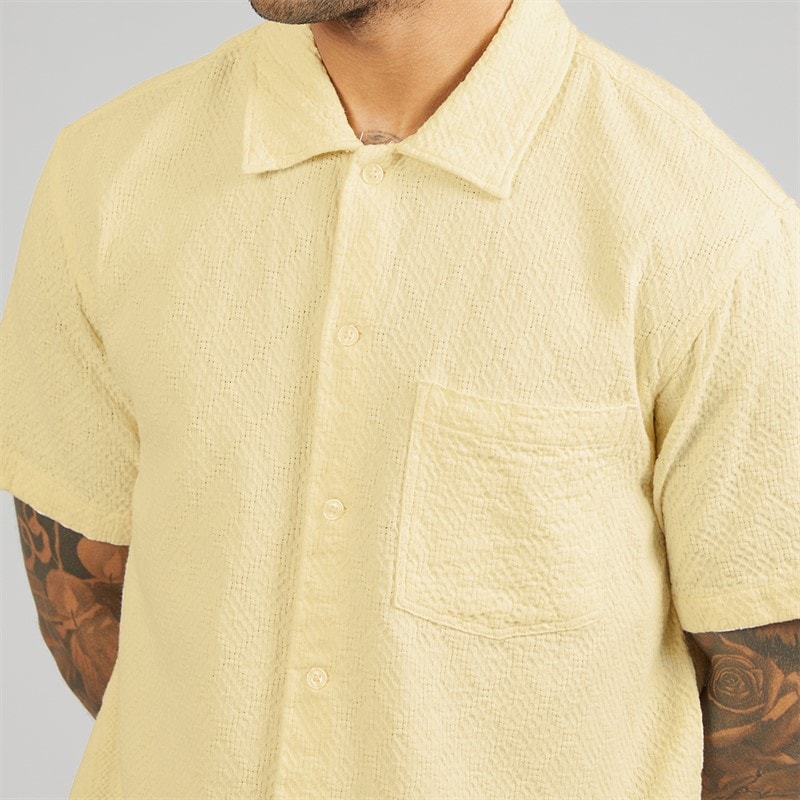 JACK & JONES Mens Tavira Texture Short Sleeve Shirt Antique White - Image 3