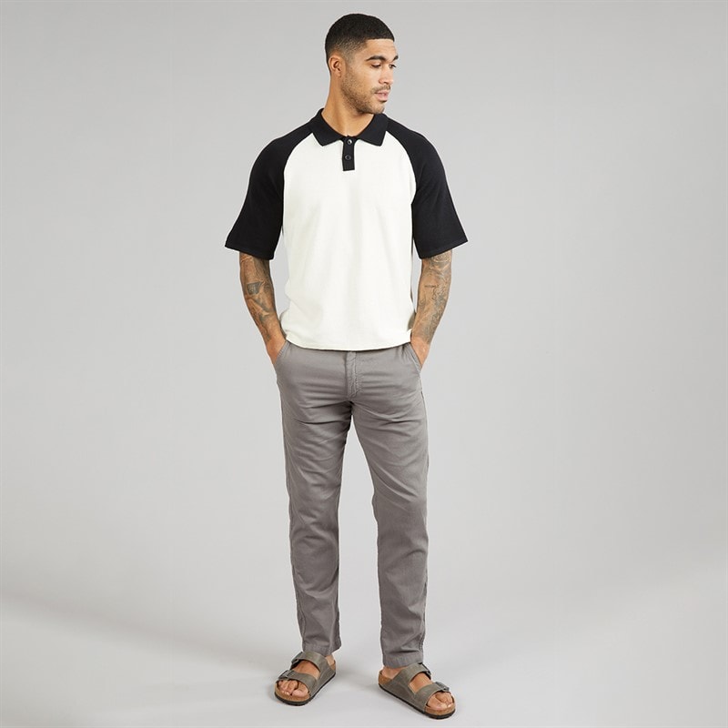 JACK & JONES Mens Summer Raglan Knit Polo Shirt Sea Salt - Image 3