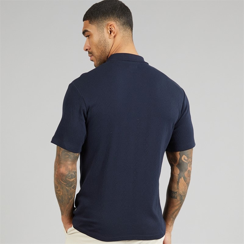 JACK & JONES Mens Blaroman Polo Shirt Night Sky - Image 2