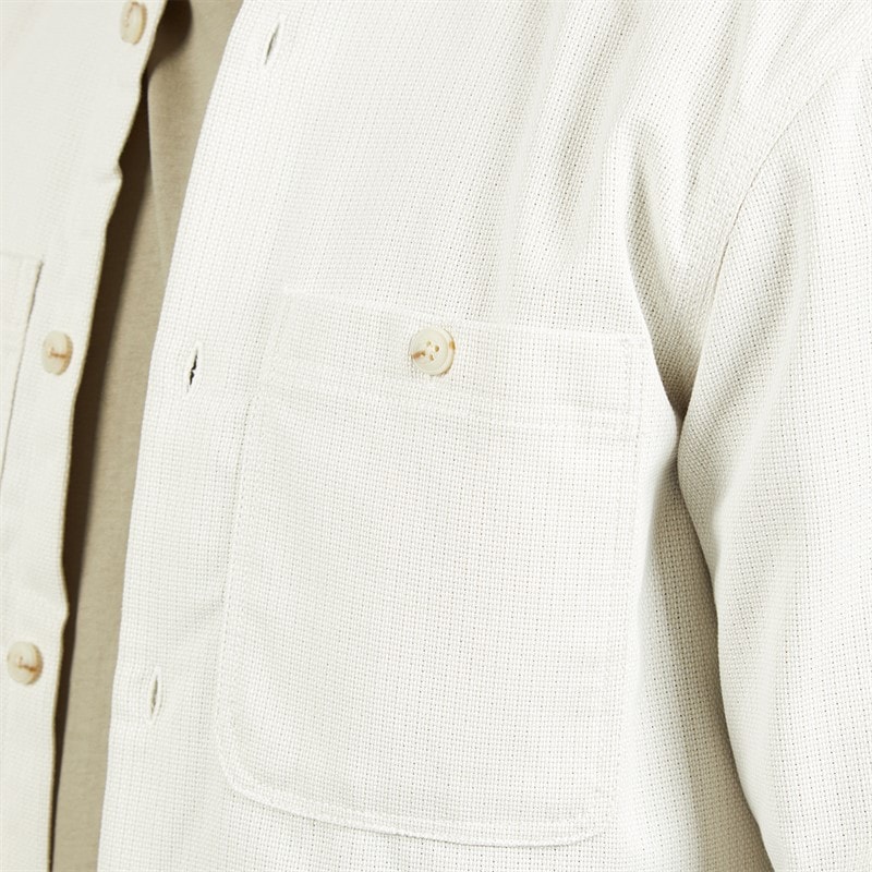 JACK & JONES Mens Blurayle Linen Blend Solid Long Sleeve Shirt Moonstruck - Image 3