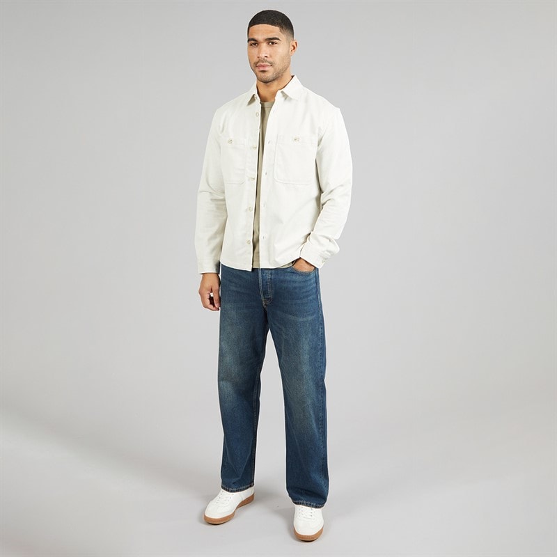 JACK & JONES Mens Blurayle Linen Blend Solid Long Sleeve Shirt Moonstruck - Image 4