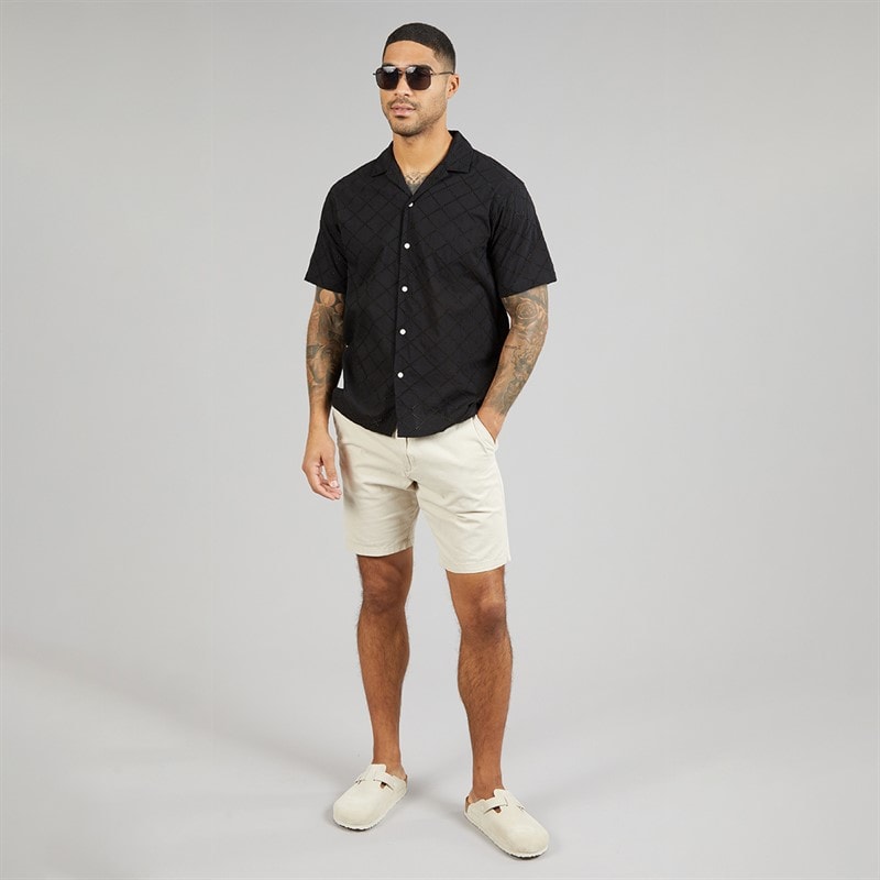 JACK & JONES Mens Summer Luke Anglaise Resort Short Sleeve Shirt Black - Image 4