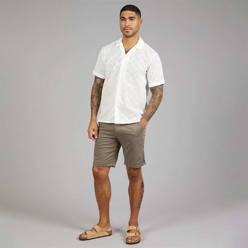 JACK & JONES Mens Summer Luke Anglaise Resort Short Sleeve Shirt Cloud Dancer - Image 4