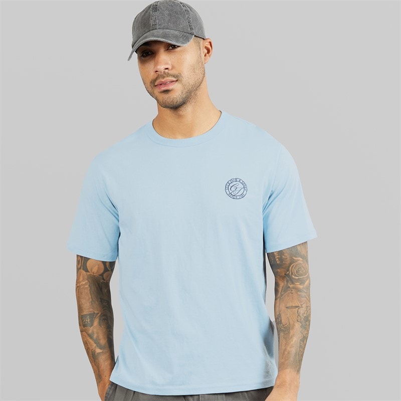 JACK & JONES Mens Alliance Crew Neck T-Shirt Celestial Blue - Image 1