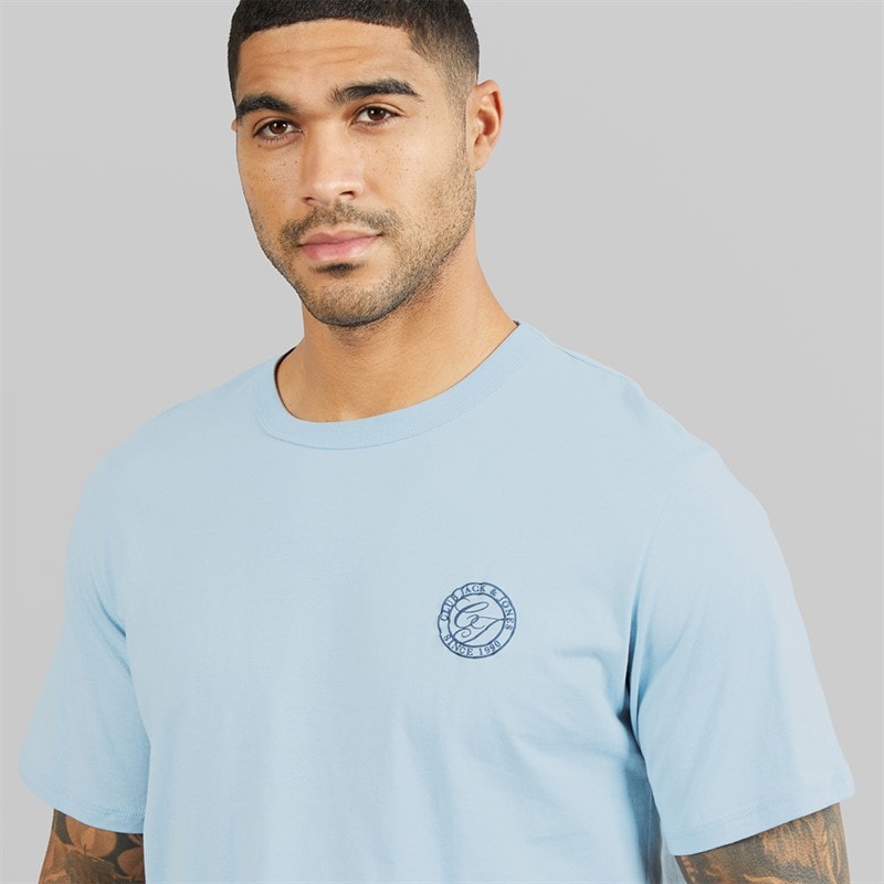 JACK & JONES Mens Alliance Crew Neck T-Shirt Celestial Blue - Image 3