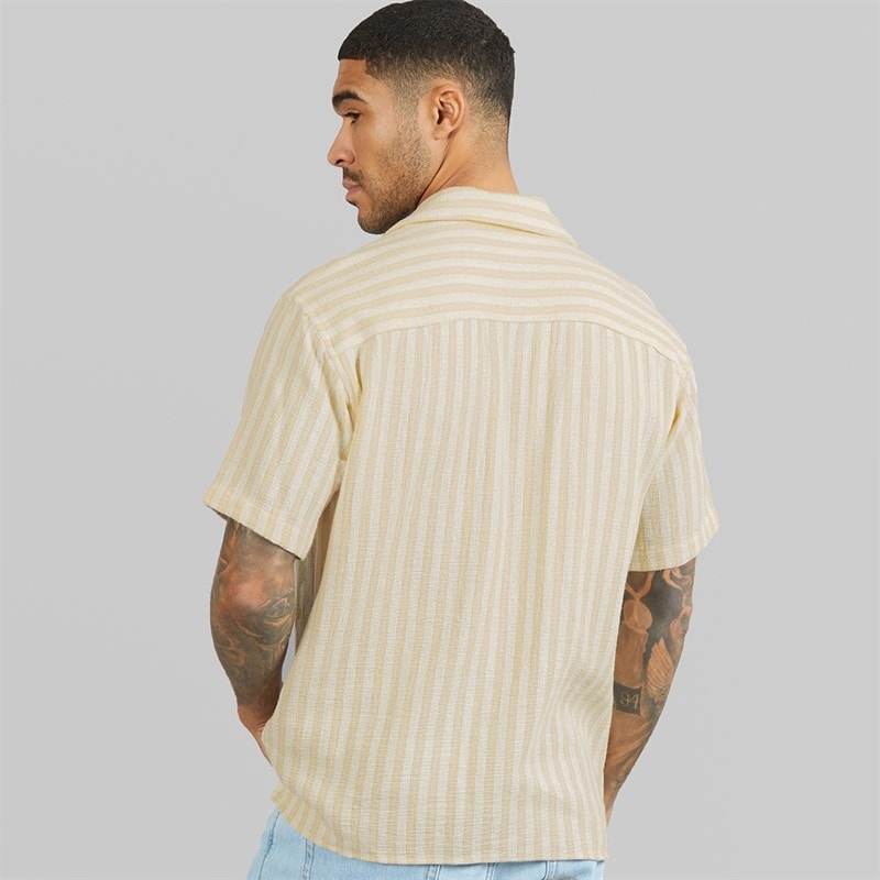 JACK & JONES Mens Coba Stripe Resort Short Sleeve Shirt Fields Of Rye - Image 2