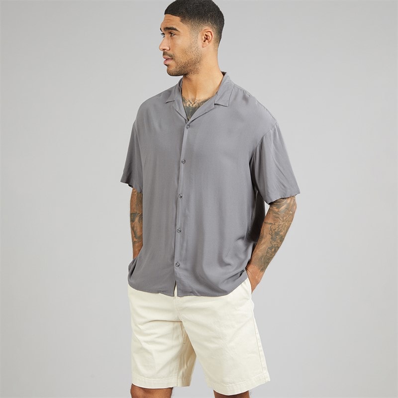 JACK & JONES Mens Jeff Solid Resort Short Sleeve Shirt Castlerock - Image 4