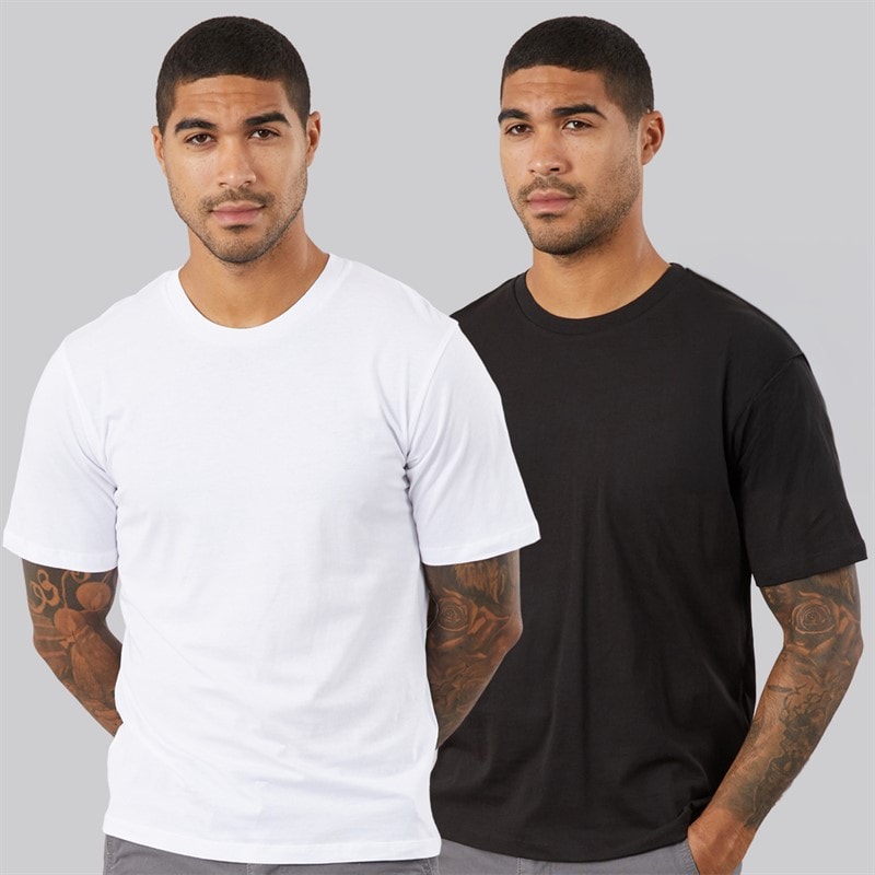 JACK & JONES Mens Carlo Print Two Pack T-Shirts /Black White - Image 2