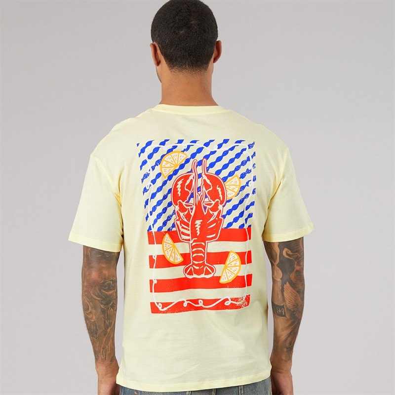 JACK & JONES Mens Oricon Graphic T-Shirt Transparent Yellow - Image 3