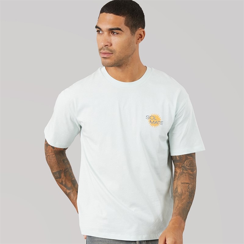 JACK & JONES Mens Oricon Graphic T-Shirt Pale Blue - Image 2
