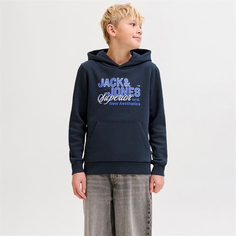 JACK & JONES Boys Logo Hoodie Navy Blazer