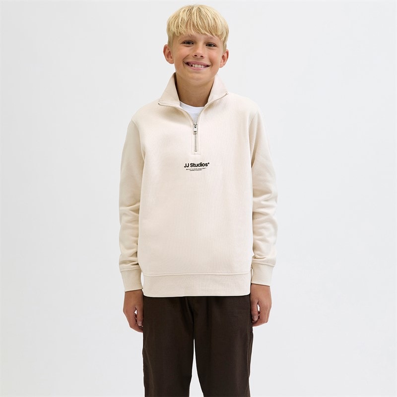 JACK & JONES Boys Soho Quarter Zip Sweatshirt Moonbeam