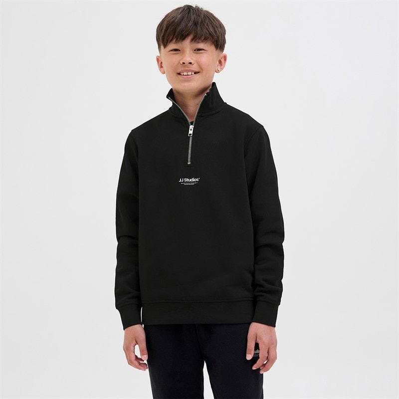 JACK & JONES Boys Soho Quarter Zip Sweatshirt Black