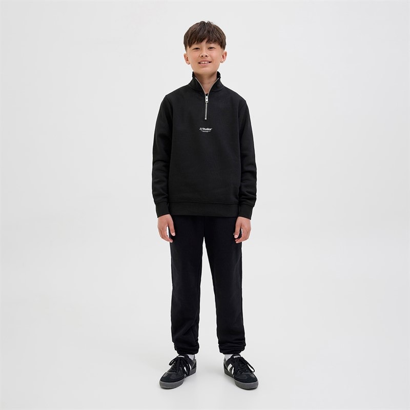 JACK & JONES Boys Soho Quarter Zip Sweatshirt Black - Image 2