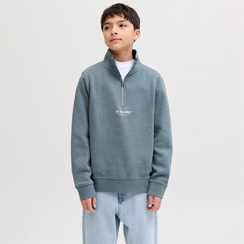 JACK & JONES Boys Soho Quarter Zip Sweatshirt Blue Mirage