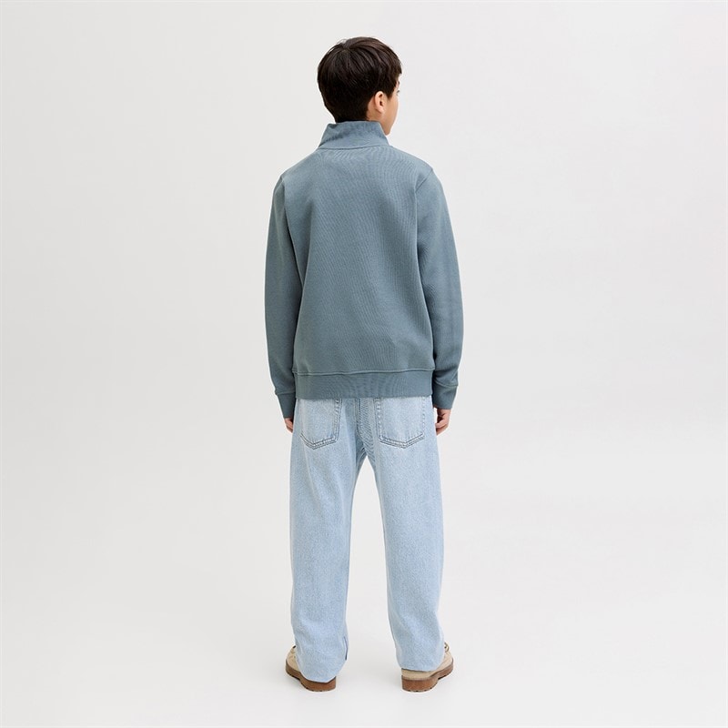 JACK & JONES Boys Soho Quarter Zip Sweatshirt Blue Mirage - Image 3