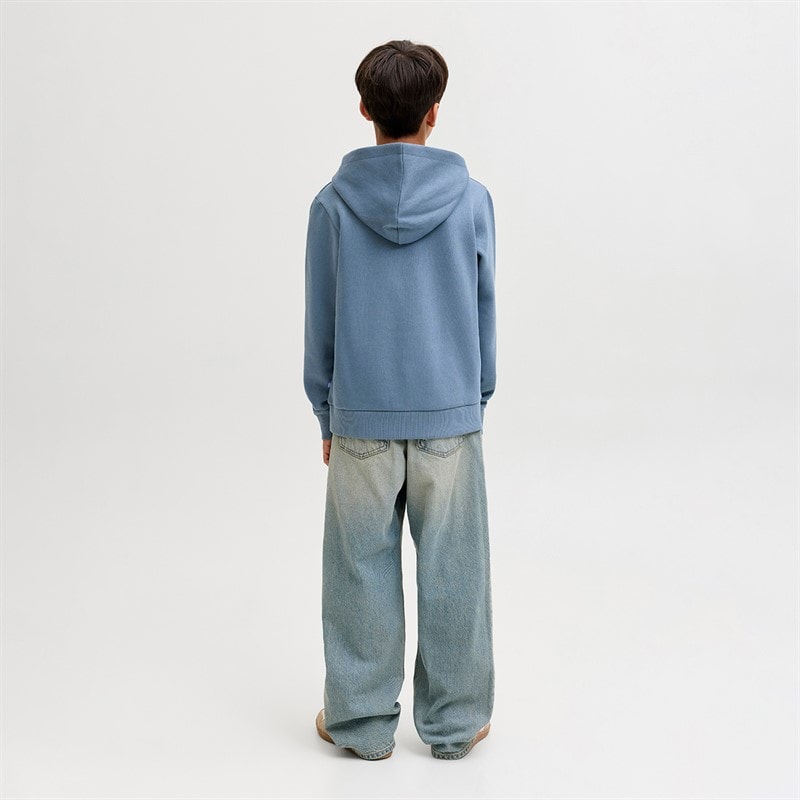 JACK & JONES Boys Logo Hoodie Blue Mirage - Image 3