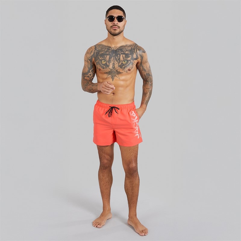 JACK & JONES JACK AND JONES Mens Aruba Jones SwimShorts Hot Coral - Image 4