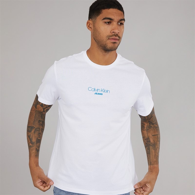 Calvin Klein Jeans Mens Acid Wash T-Shirt Brilliant White - Image 1