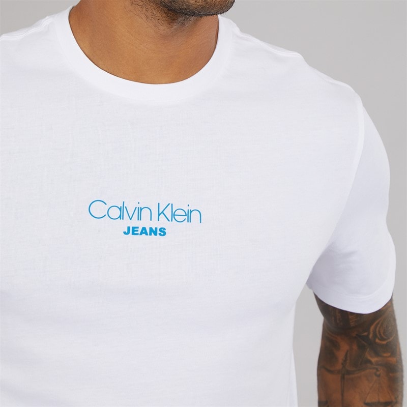 Calvin Klein Jeans Mens Acid Wash T-Shirt Brilliant White - Image 3
