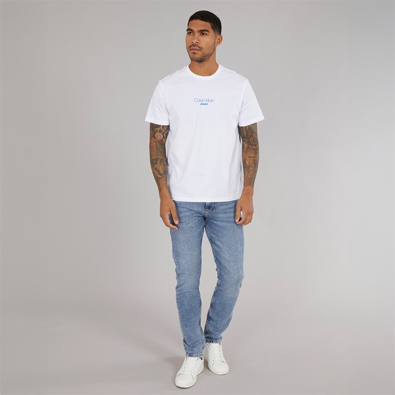 Calvin Klein Jeans Mens Acid Wash T-Shirt Brilliant White - Image 4