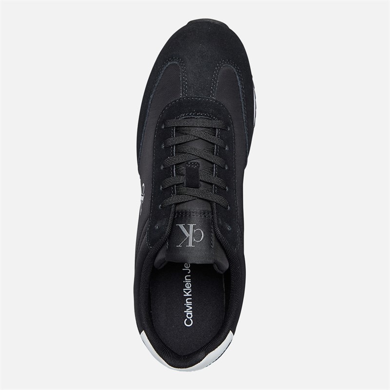 Calvin Klein Jeans Womens Lace Up Runner Trainers Black/Bright White - Image 4