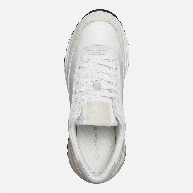 Calvin Klein Jeans Womens Hike Runner Trainers Bright White/Silver Creamy - Image 4