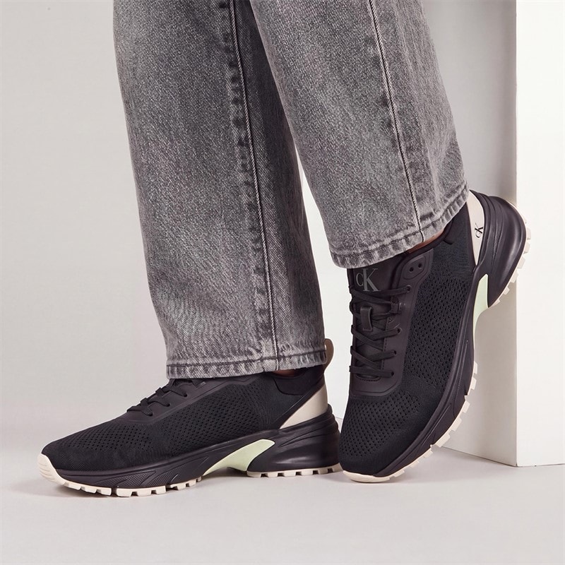 Calvin Klein Jeans Womens Hike Runner Trainers Black/Pistachio/White Jade