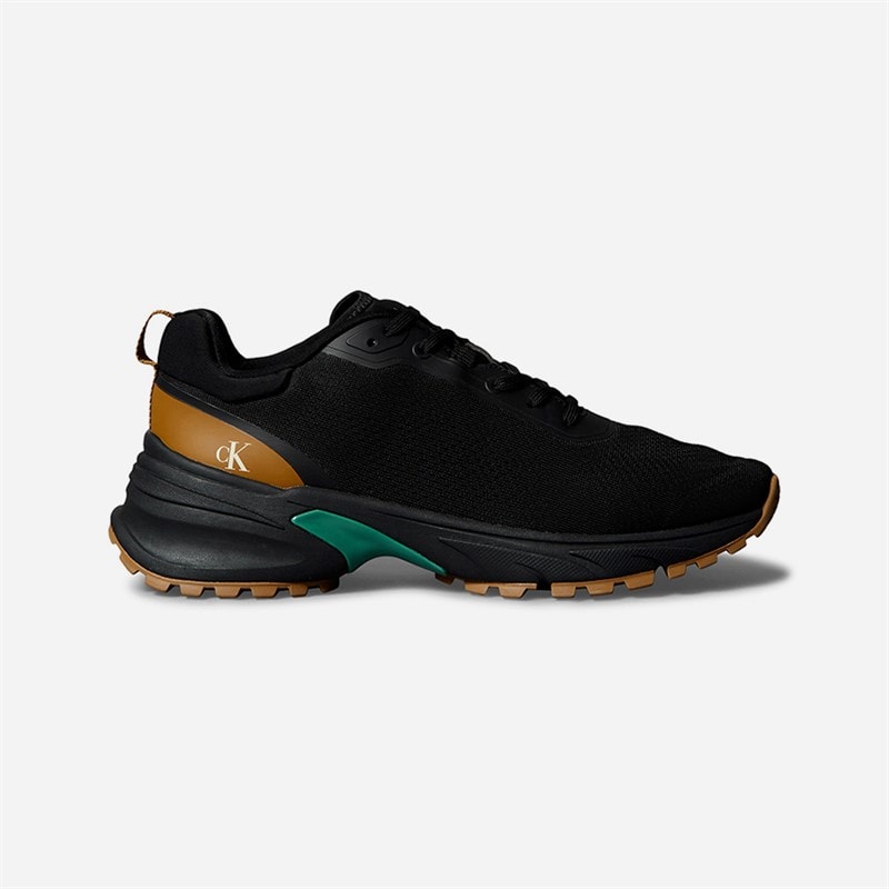 Calvin Klein Jeans Mens Hike Runner Trainers Ck Black/Grain Brown/Wild Green - Image 1