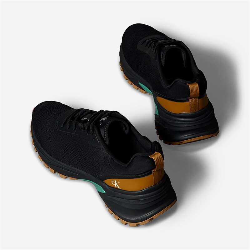 Calvin Klein Jeans Mens Hike Runner Trainers Ck Black/Grain Brown/Wild Green - Image 3