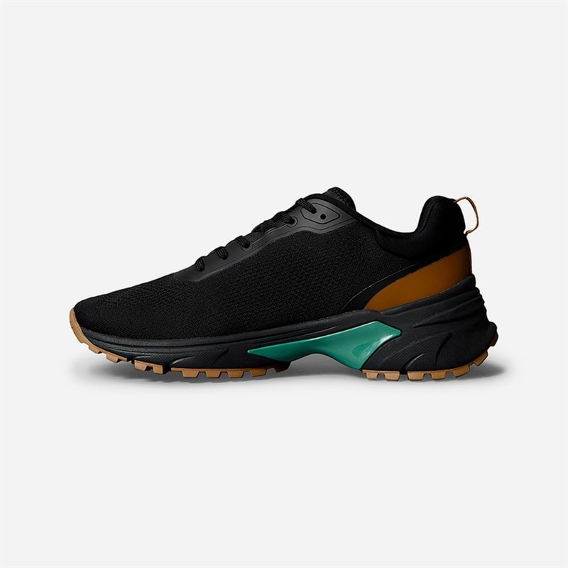 Calvin Klein Jeans Mens Hike Runner Trainers Ck Black/Grain Brown/Wild Green - Image 5