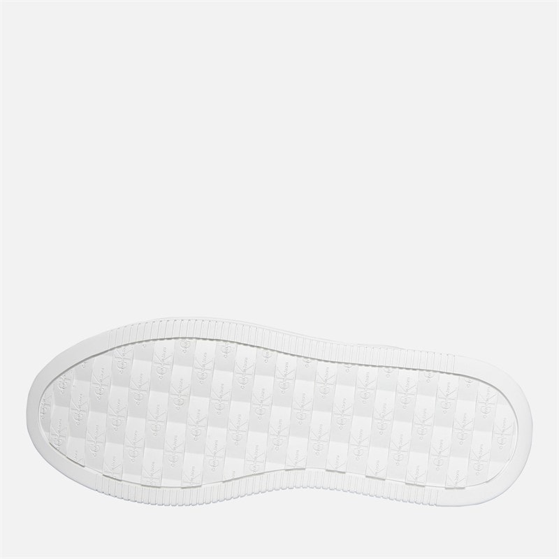 Calvin Klein Jeans Womens Leather Platform Trainers Bright White/Black - Image 2