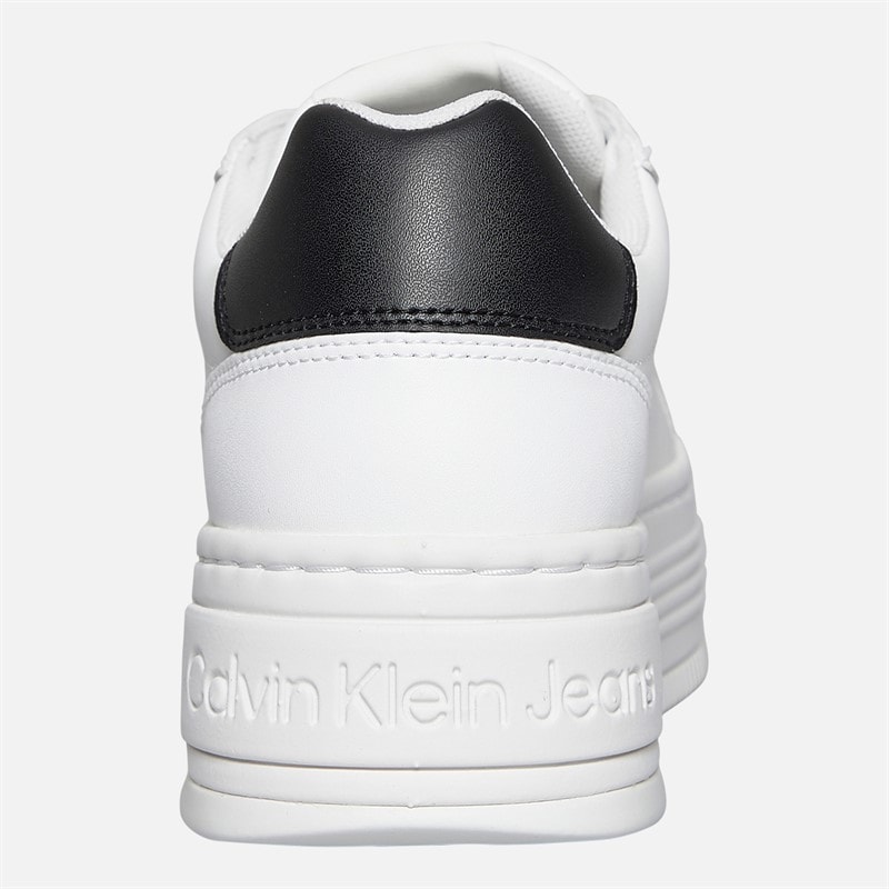 Calvin Klein Jeans Womens Leather Platform Trainers Bright White/Black - Image 3