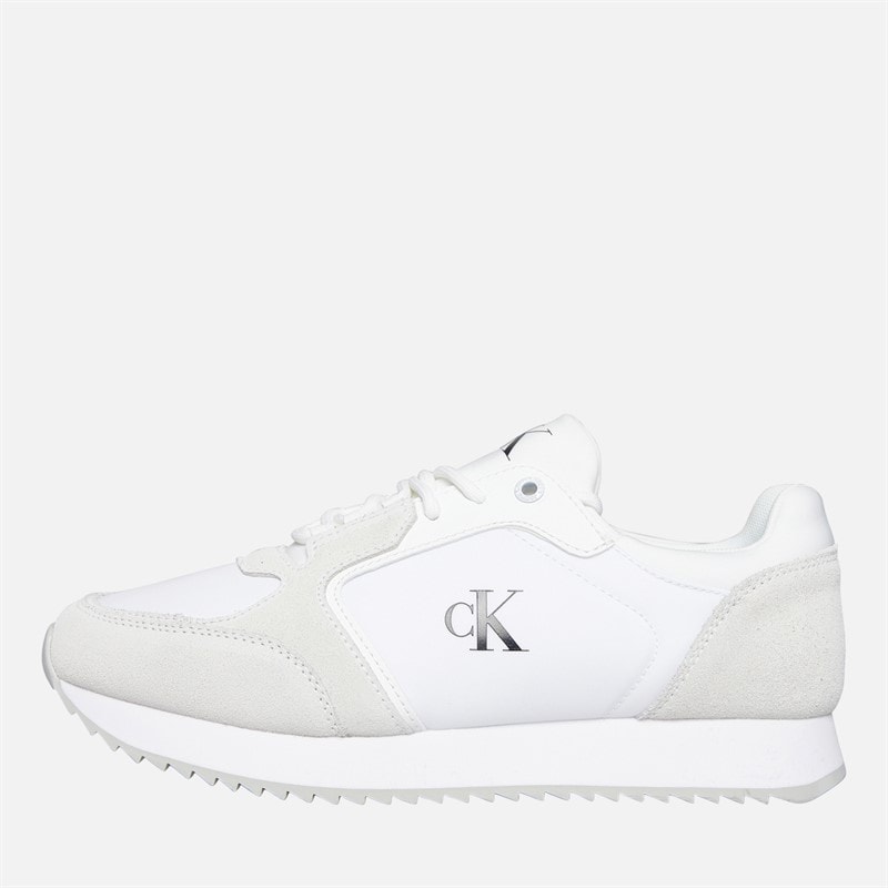 Calvin Klein Jeans Womens Lace Up Runner Trainers Bright White/Black - Image 2