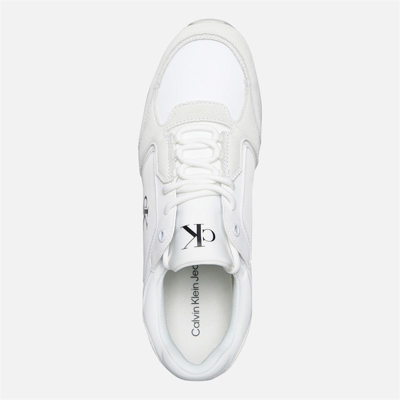 Calvin Klein Jeans Womens Lace Up Runner Trainers Bright White/Black - Image 5