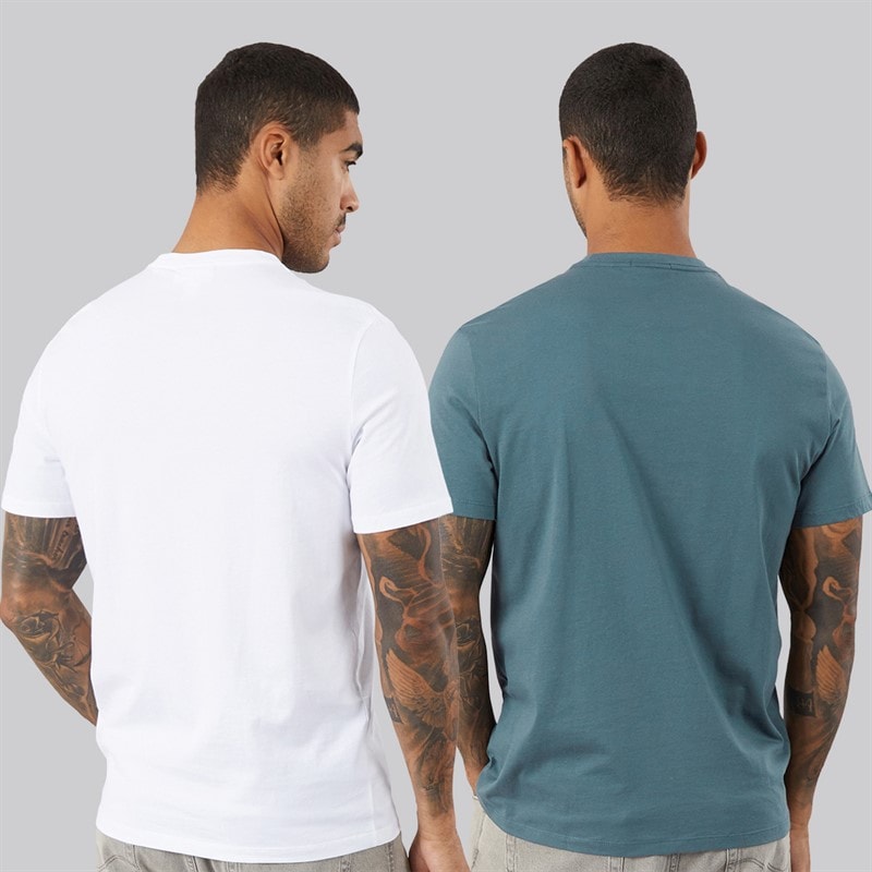 Calvin Klein Jeans Mens Classic Logo Two Pack T-Shirts Bright White/Dark Slate - Image 2