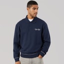 Calvin Klein Jeans Mens Terry Piped Polo Sweatshirt Dark Sapphire