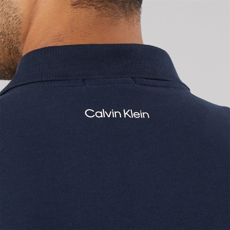 Calvin Klein Jeans Mens Terry Piped Polo Sweatshirt Dark Sapphire - Image 5