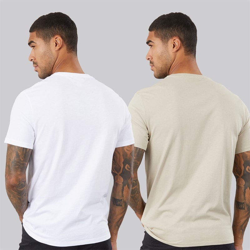 Calvin Klein Jeans Mens Classic Logo Two Pack T-Shirts Bright White/Plaza Taupe - Image 2