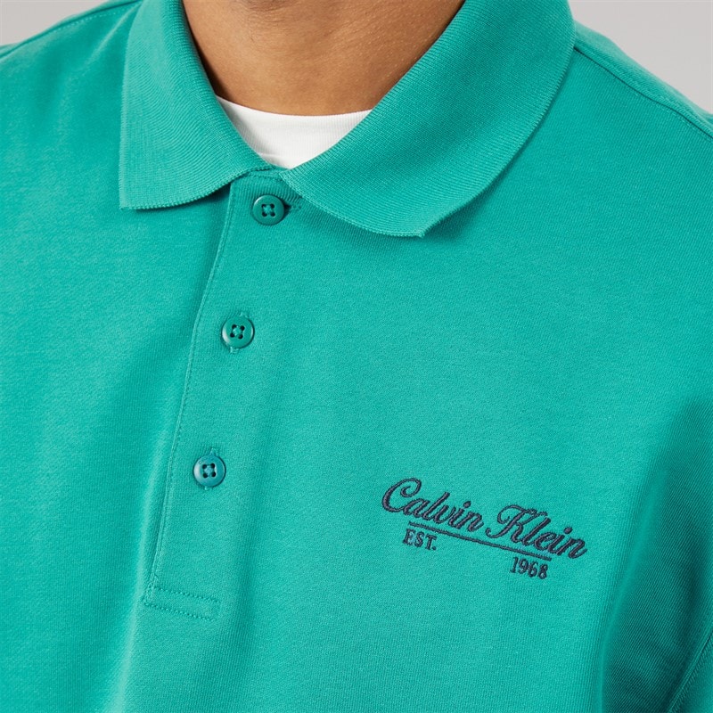 Calvin Klein Jeans Mens Terry Piped Polo Sweatshirt North Sea - Image 5