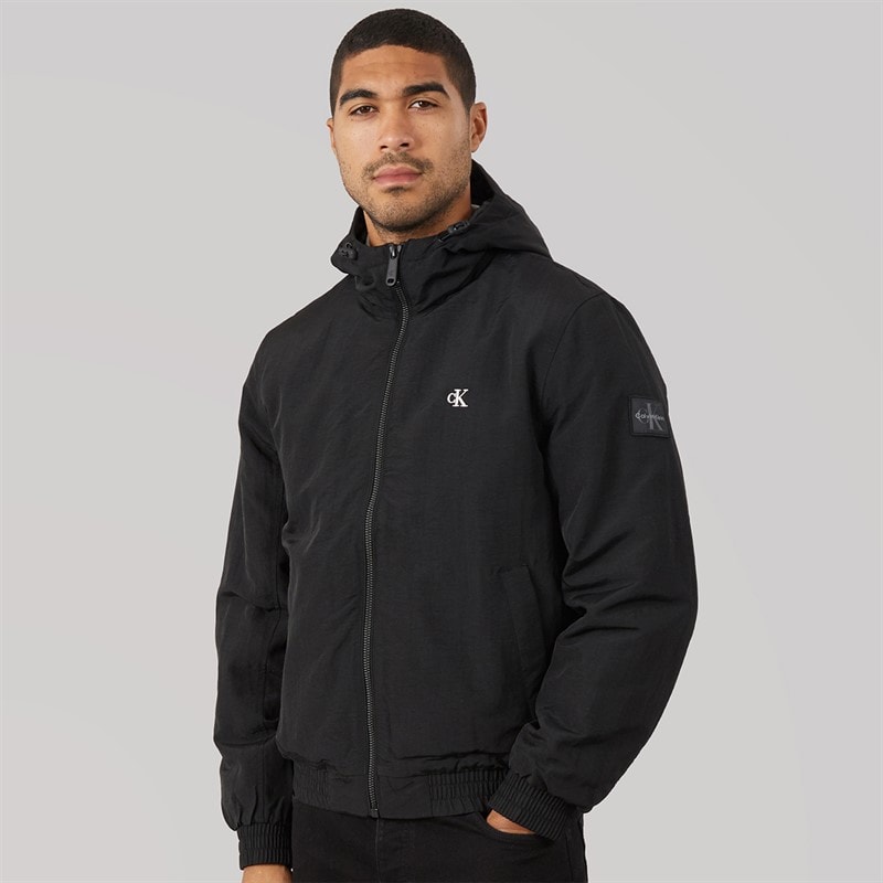 Calvin Klein Jeans Mens Padded Hooded Harrington Jacket Black - Image 3