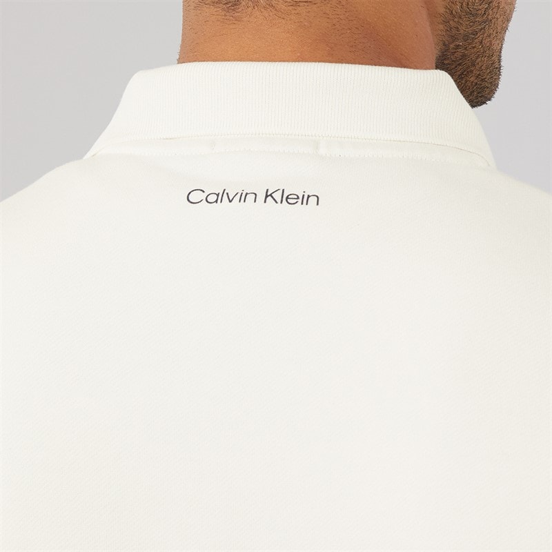 Calvin Klein Jeans Mens Terry Piped Polo Sweatshirt Tofu - Image 5